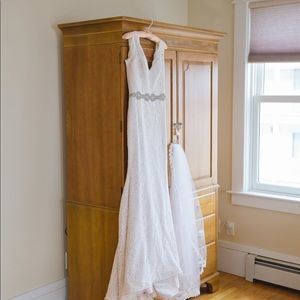 Mikaella Lace Trumpet Wedding Dress, Ivory.